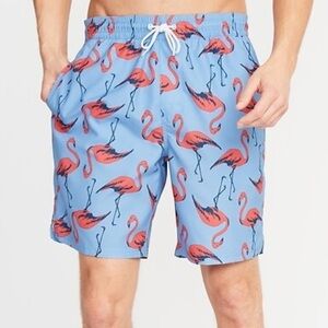 Old Navy Pink Flamingo Printed Swim UPF 40 Trunks 8 Inch Inseam - NWT with Flaw